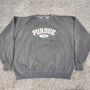 Vintage Purdue Boilermakers Sweatshirt Mens XL Faded Black Oarsman Embroidered